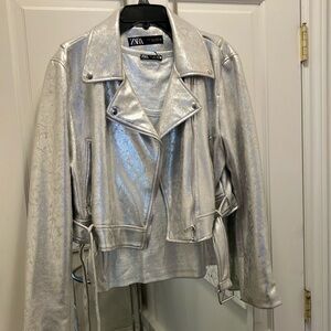 Zara Silver Jacket Contemporary Style